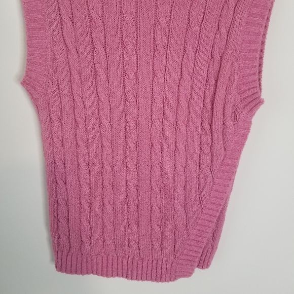 Anthropologie Current Air Pink Angeline Cable Knit Sleeveless Sweater Vest  S - Picture 8 of 10
